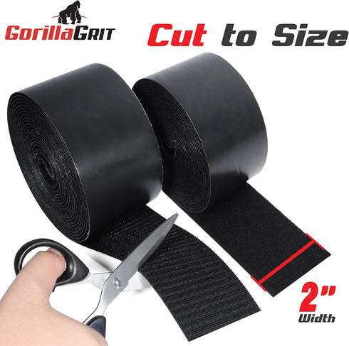 Self-Adhesive Hook and Loop Tape - 15ft x 2 inch Wide - Heavy Duty Sticky Back Tape Fastener - Double Roll with Adhesive Backing - Cut to Size Str...