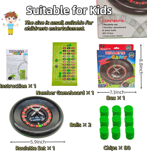 Roulette Wheel Game Set,Board Game for Kids 4-12,Small Size Family Game for Children...