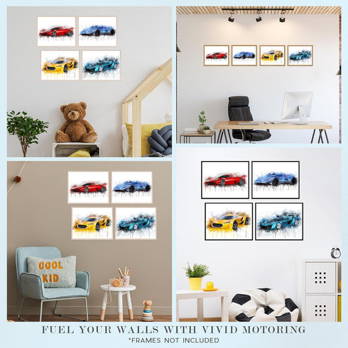 Insire Car Posters for Boys Room, Wall Art, Cars Posters Unframed (8x10)...