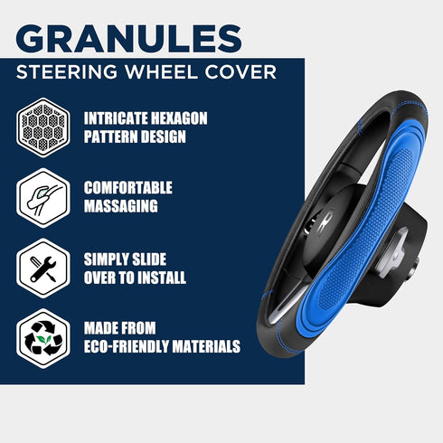Car Steering Wheel Cover - Microfiber Leather Steering Wheel Wrap Sports 14.5-15 Inch Steering Wheel Cover Non-Slip for Men Women Blue Color...