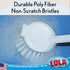 Lola Products Dish Brush w/Scraper, Durable Fiber Non-Scratch Bristles, Ergonomic Non-Slip Grip Handle, for Baked-on & Caked-on Messes, 1 Pack...