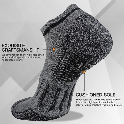Heatuff Mens Athletic Ankle Socks Moisture Wicking Cushion Running Low Cut Sock 6 Pack...