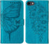 for iPhone SE 2022/SE 2020 Case, 6/6S/7/8 Wallet Case | Butterfly Floral Embossed, Wrist Strap, Card Holder Slots, Stand Leather Protective Flip C...
