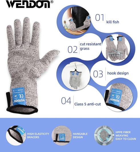 Oyster Shucking Knife and Gloves Set Included 2pcs Oyster Shucker Opener New Haven Style, Cut Resistant Glove Professional Guard (1Cloth+1Squeezer...