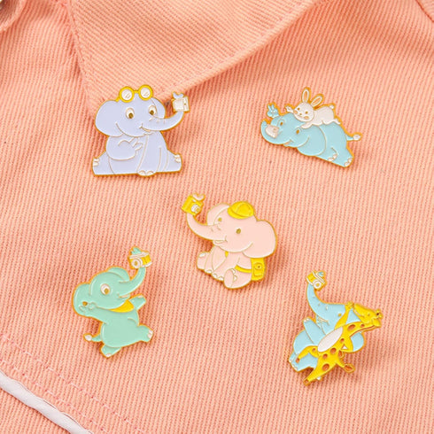 Cute Elephant Enamel Brooch Pins Funny Animal Anime Cartoon Brooches Pins Kawaii Nature Outdoors Lapel Badge Brooch Pins for Lanyards Backpacks Cl...