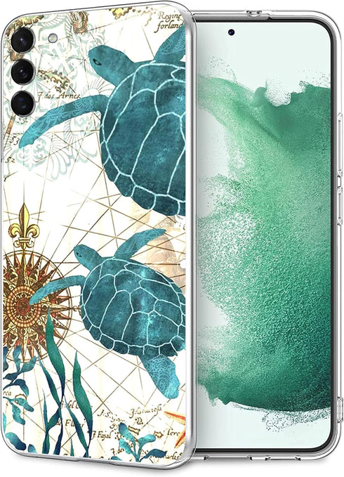 Compatible with Samsung Galaxy S22 Case, Sea Turtle seaweed Aesthetic Soft TPU Fashion Cool Slim Shockproof Protective Phone Cases for Women Girls...