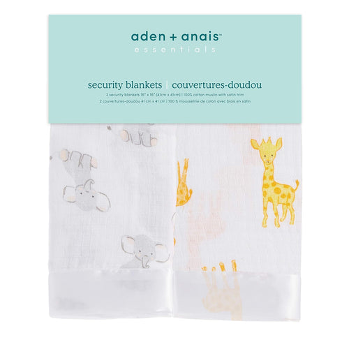 aden + anais Essentials Issie Security Blanket, Super Soft 100% Cotton Muslin, 2 Pack, Safari Babes...