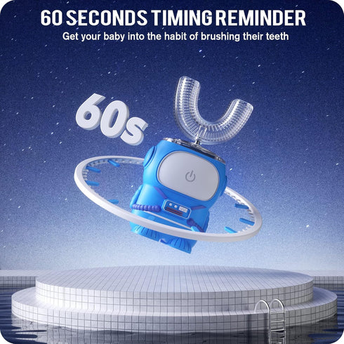 RexCodar Ultrasonic Kid's U-Shaped Electric Toothbrush, IPX7 Waterproof, Five Cleaning Modes, 60S Smart Reminder (Blue Ages 6-12)...