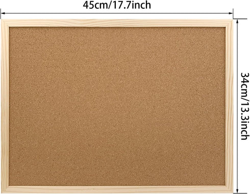 Cork Board Bulletin Board, 17.7"X 13.3" pin Boards for Walls, Oak Wood Finish Frame, Wall Mounted Cork Board for Office Home and School(Pins, Eye ...