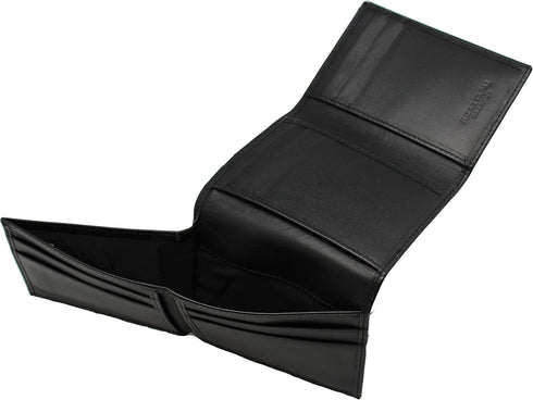 RFID Safe Men L-Fold Trifold Leather Wallet Hipster Key Holder Zip Bill Slot in Gift Pouch (Black 53-35 NON RFID)...