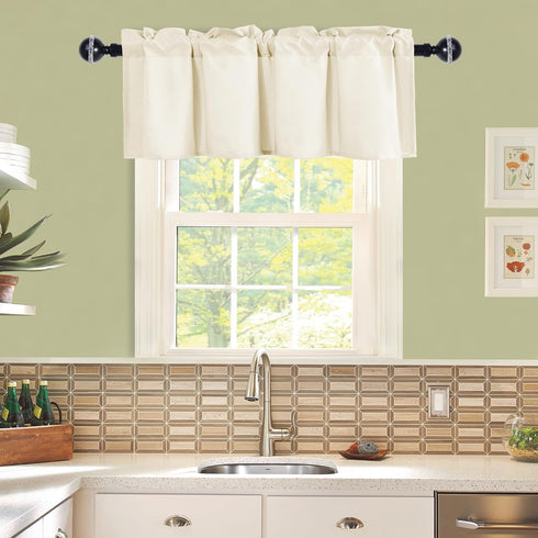 JIUZHEN Valance Curtains for Kitchen Window Valances for Living Room/Basement Window Curtains Bathroom Thermal Insulated Short Rod Pocket Curtain ...