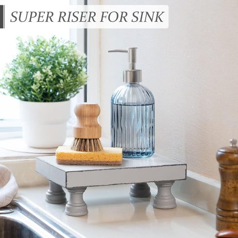 Decorative Wood Riser for Display : Modern Farmhouse Pedestal Stand for Home & Kitchen Decor and Stylish Soap Stand for Sink - Rustic Bathroom Cou...