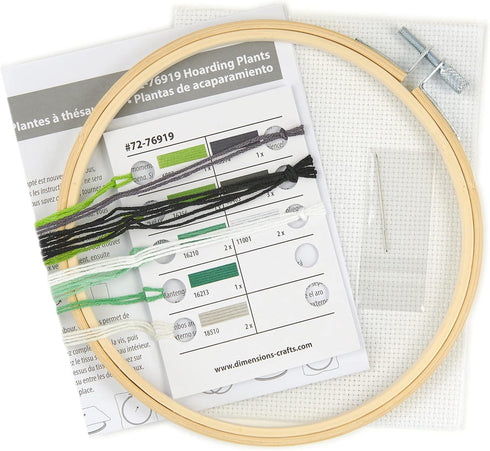 Dimensions 72-76919 Hoarding Plants Counted Cross Stitch Kit for Beginners, 6" D, 14 Cnt. White Aida, 5pcs...