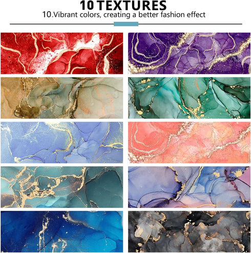 DoreenBow 10 Sheets Marble HTV Heat Transfer Vinyl 12 x 10 Inch Watercolor Pattern Vinyl Glitter Tie Dye Iron on Vinyl for T-Shirts Clothes Bags H...