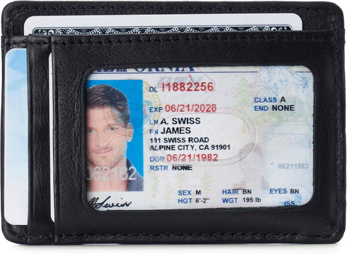 Alpine Swiss RFID Dermot Money Clip Front Pocket Wallet For Men Leather Comes in a Gift Box Black...
