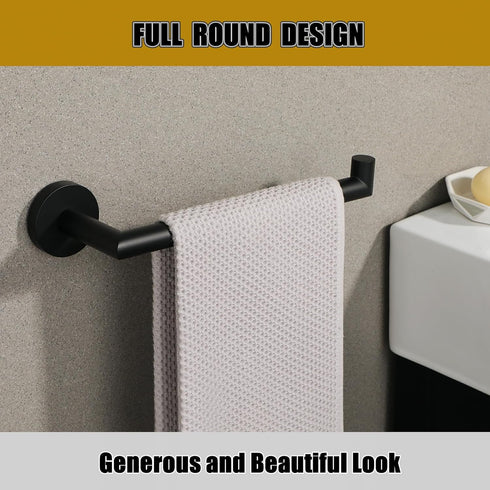 Alise Hand Towel Holder Towel Ring for Bathroom Lavatory,Black Towel Bar Towel Hanger Wall Mount SUS304 Stainless Steel Towel Rack,Matte Black Fin...