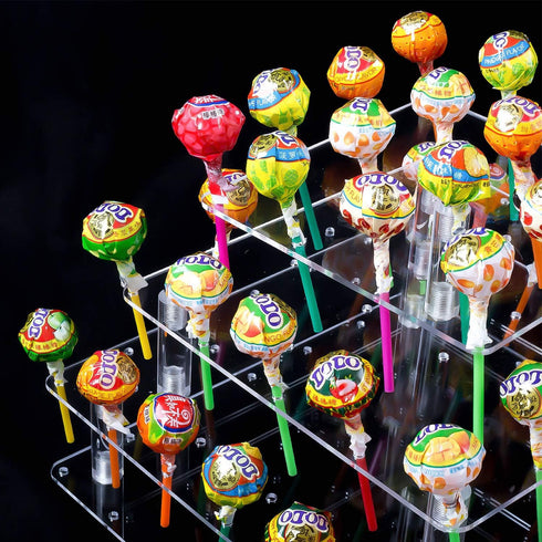 KINJOEK 56 Holes 3 Tier Acrylic Cake Pop Stand, Square Clear Cake Pop Holder, Lollipop Candy Stick Display for Party Birthday Weddings Christmas A...