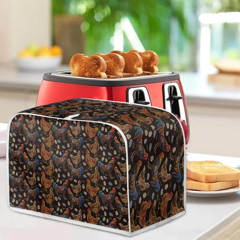 Chicken Hens Pattern Toaster Cover 2 Slice Small Appliance Covers Toaster Cover Kitchen Decor Toaster Bag Dust Cover with Top Handle, M...