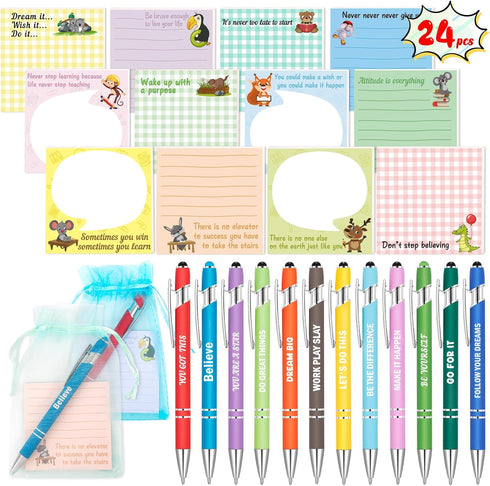 Funny Coworker Gifts, Pens with Inspirational Sayings + Sticky Notes, Work Gift Bulk for Adults Office Supplies Set...