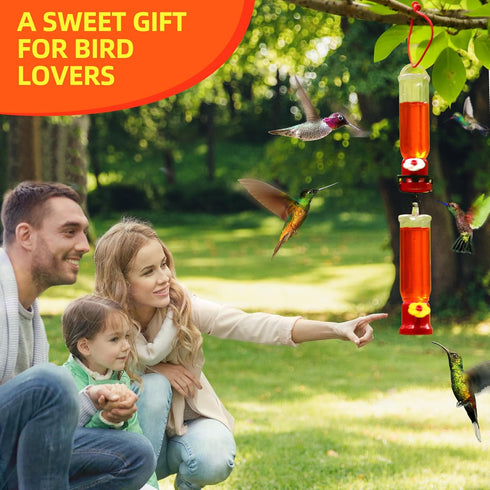 ORIENTOOLS Hummingbird Feeder with Window Hanger- 2pcs Window Bird Feeder, 2.2 oz/Pc Mini Hanging Flower Bird Feeders for Suction Cup...