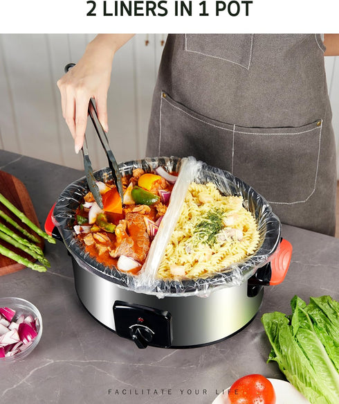 Syntus Slow Cooker Liners, 30 Count Cooking Bags Large Size Disposable Pot Liners Plastic Bags, Fit 3QT to 8QT for Slow Cooker Cooking Trays, 13"x...