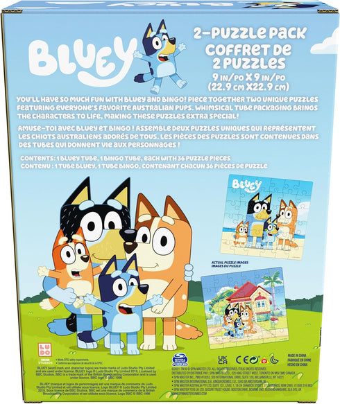Bluey 36-Piece Jigsaw Puzzles Two Pack Bundle with Easy Tube Storage, Bluey Birthday Party Supplies, Bluey Party Favors, Bluey Toys for Kids 3+...