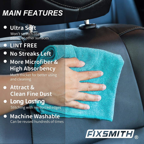 FIXSMITH Microfiber Cleaning Cloth - Pack of 8, Size: 12 x 16 in, Multi-Functional Cleaning Towels, Highly Absorbent Cleaning Rags, Lint-Free, Str...