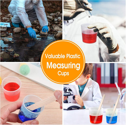 Coopay 50 Pack 60ml/2oz and 30ml/1oz Plastic Graduated Cups Transparent Scale Clear Epoxy Mixing Cup with 50 Pack Wooden Stirring Sticks for Resin...