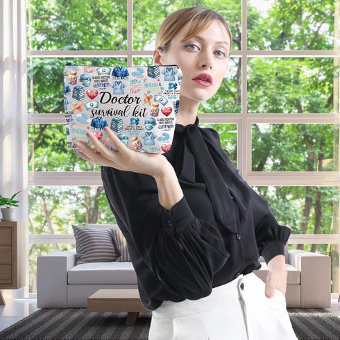 WCGXKO Doctor Gift Doctor Survival Kit Funny Cosmetics Bag Makeup Bag For Doctor … (scrub life)...