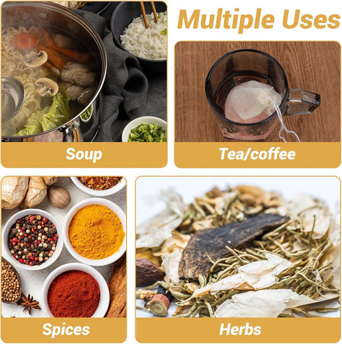 32Pcs Spice Bags for Cooking, 3.15 X 4inch Empty Tea Bags Reusable Tea Bags, Muslin Bags with Drawstring, Tea Filter Bags Cheesecloth Bags for Hom...
