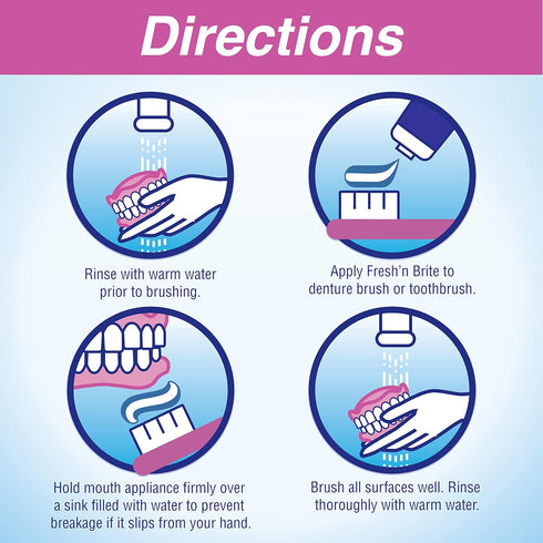 Fresh 'n Brite Denture Cleaning Paste For Dentures, Removable Partial Dentures, Retainers, Mouthguards, Nightguards, Fast Stain Removal, pack of 3...