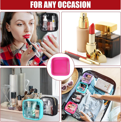 Hushee 4 Pcs Clear Nylon Makeup Bag for Women Christmas Gifts Preppy Cosmetic Bag PVC Travel Toiletry Bag Zipper Pouch Waterproof Storage Organize...