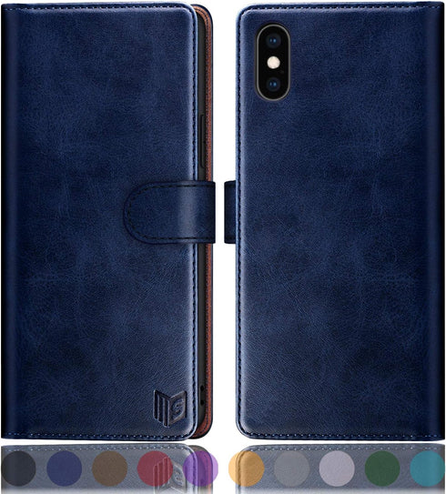SUANPOT for iPhone X/XS 5.8inch(Non XS Max 6.5") with RFID Blocking Leather Wallet case Credit Card Holder, Flip Folio Book Phone case Shockproof ...