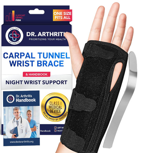 Dr. Arthritis Day & Night Support Carpal Tunnel Wrist Brace, Adjustable Hand Splint with Cushion Padding for Wrist Pain Relief, Right & Left Carpa...