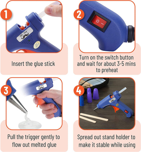 Mr. Pen– Hot Glue Gun Kit, Hot Melt Glue Gun Mini with 20pcs Glue Gun Sticks and 20Wood Craft Sticks and 8Finger Protector, Hot Glue Gun, Glue Gun...