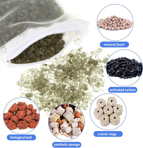 10PCS Media Bags for Aquarium Fish Tank with Zipper 3 x 8 Inch Fish Tank Filter Material Net with Fine Mesh Reusable Filter Bags for Activated Car...