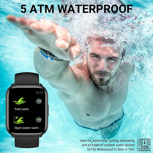 Smart Watch for Men Women, 1.8" Touch Screen, 100+ Sport Mode Activity Fitness Tracking Watch with Heart Rate SpO2 Monitor, 5ATM Waterproof Swim W...