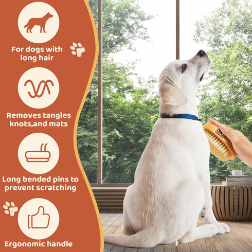 Suclain 2 Pcs Dog Cat Bristle Brush for Shedding Dog Brush for Short Haired Dogs Soft Dog Brush Oval Palm Beech Brush with Boar Bristles and Elast...