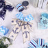 6Rolls Nautical Wired Edge Ribbon 2.5Inch Navy Blue Anchor Waves Stripes Starfish Printed Fabric Ribbon for Baby Shower Summer Holidays Under The ...