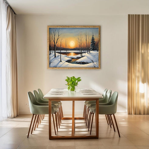 Posterizer 1 pcs-snowy winter nature scene in oil painting style-10-Landscape & Nature Art-GIft for Men Women Teens-Living Room Bedroom Decor- unf...