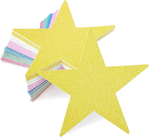 Bright Creations Glitter Star Cutouts for Bulletin Board, Crafts, Classrooms (6 Colors, 60 Pack)...