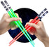 Lightsaber Chopsticks Light Up - LED Glowing Light Saber Star Wars Chop Sticks - Reusable Sushi Lightup Sabers Chopstick Set of 2 Green and Red Pa...