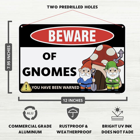 Venicor Gnome Sign Decor - 8 x 12 Inches - Aluminum - Funny Gnome Gifts for Women - Gnome Decorations for Home Stuff...