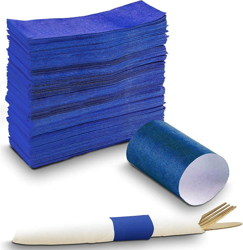 MT Products Royal Blue Self-Adhering Bond Paper Napkin Band 1.5" x 4.25" - Pack of 750...