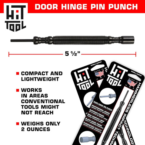 Door Hinge Pin Removal Tool – Spring Driven Door Hinge Pin Remover and Steel Faced Hammer Punch Set...
