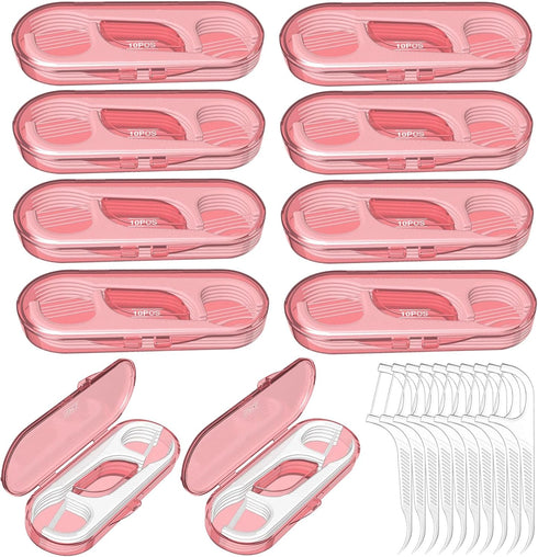 10 Pack Flosser Dispenser Dental Floss Case, Mini Floss Picks, Professional Toothpicks with Travel Case, Travel Purse Essentials for Teeth Cleanin...