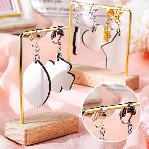 Kenning 42 Pieces Clip-On Earring Converter with Easy Open Loop Brass Clip-On Earring Converter for None Pierced Component DIY Turn Any Studs 7 Co...