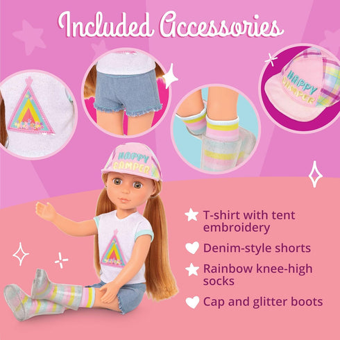 Glitter Girls – Astrid 14-inch Poseable Doll – Red Hair & Hazel Eyes — Camping Outfit, Matching Cap, and Glitter Boots –Toys, Clothes, and Accesso...