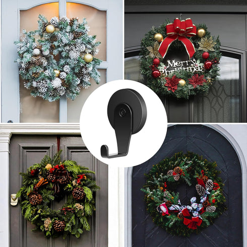FYY Magnetic Wreath Hanger, 2 Pack Heavy Duty Magnets with Hook for Refrigerator, Christmas Decoration Magnetic Hooks for Metal Front Door, Cruise...