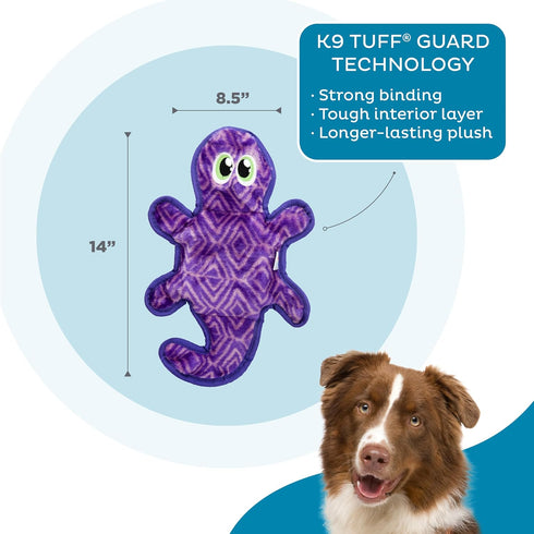 Outward Hound Durablez Tough Plush Squeaky Dog Toy, Gecko, Purple, Medium...